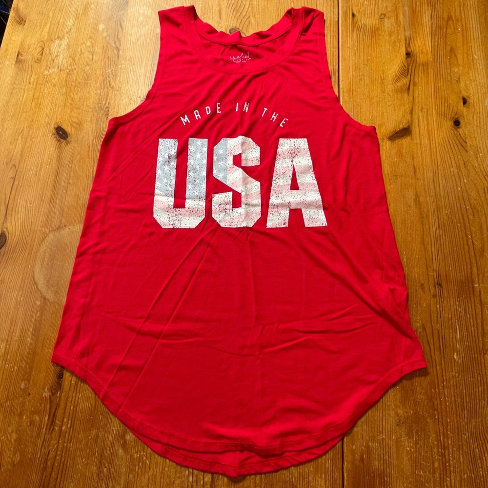 Isabel Maternity USA Flag Tank Top Red Women's Sleeveless Patriotic‎ Top Medium